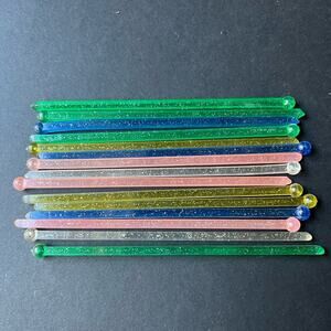 vintage cocktail stir swizzle sticks multicolor sparkle confetti 14 MCM